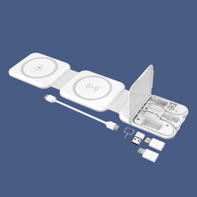 USB와 마이크로 라이트닝 SMI 카드 에젝터와 함께 자석 2인1 무선 충전기