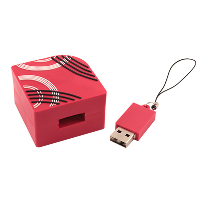 사용자 지정 실리콘 USB 플래시 드라이브 풀 컬러 프린트 정사각형 모양 128GB 용량