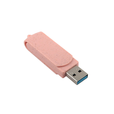 C형 USB 플래시 드라이브 핑크 플라스틱 짚 재사용 재료 및 사용자 지정 로고
