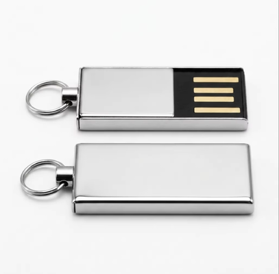 빠르고 안전한 데이터 전송 요구에 적합한 HY 플래시 칩을 포함하는 반짝이는 아연 합금 금속 USB 플래시 드라이브가 있는 실버