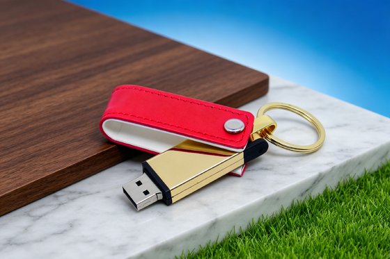 맥 OS 호환 가죽 USB 플래시 드라이브 검은색 주식 색상 사용자 지정 OEM 세련된 내구성 디자인 기업 선물에 적합합니다