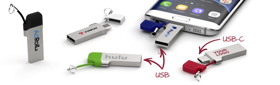 작은 체인 금속 덮개가 있는 USB A가 있는 유형 C USB 플래시 드라이브는 레이저 및 로고 인쇄 빠른 속도 3.2 usb 및 3.1 usb를 사용할 수 있습니다.