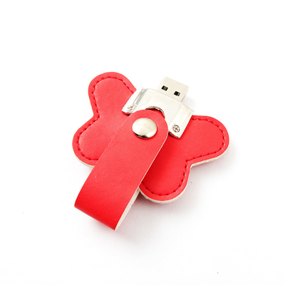 플라워형 가죽 USB 플래시는 32GB 256GB 엠보싱 로고를 운전합니다
