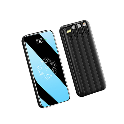 한개 몸 인쇄 / 조각 로고와 높은 고속 10000MAH 파워 뱅크 4 케이블
