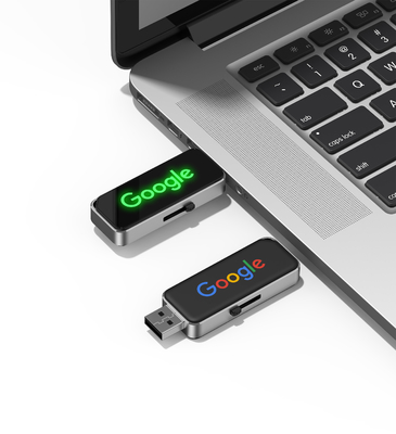 2gb 녹화 로고 크리스탈 플래시 드라이브 LED 조명으로 컴퓨터에서 작동 할 때 빛나는