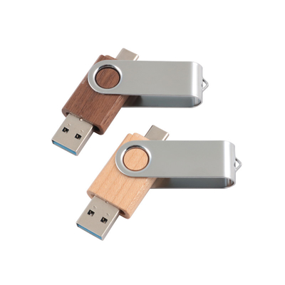 USB A와 C 타입 함께 0°C에서 60°C까지 작동 범위가 있는 목재 메모리 USB