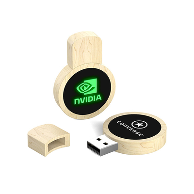 LED 인브레이브 로고 나무 USB 플래시 드라이브 USB2.0/3.0 인터페이스 타입 자연 나무