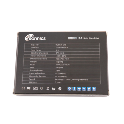높은 용량 2.5인치 SATA SSD 1TB 512GB 256GB 128GB 빠른 속도 최대 500MBS 이상