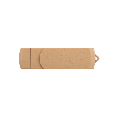 레이저로 새겨진 로고로 사용자 정의 된 생동감있는 베이지 USB 재활용 재료