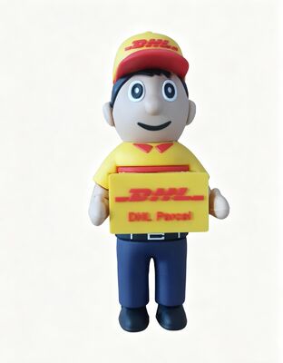 DHL 배달 사람 사람 만화 USB 플래시 드라이브 고객 디자인으로 만들어졌습니다
