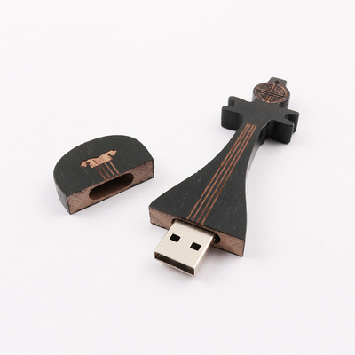 15MB/S 32GB 128GB 나무로 되는 섬광 드라이브 기타 모양 기억 빠른 속도